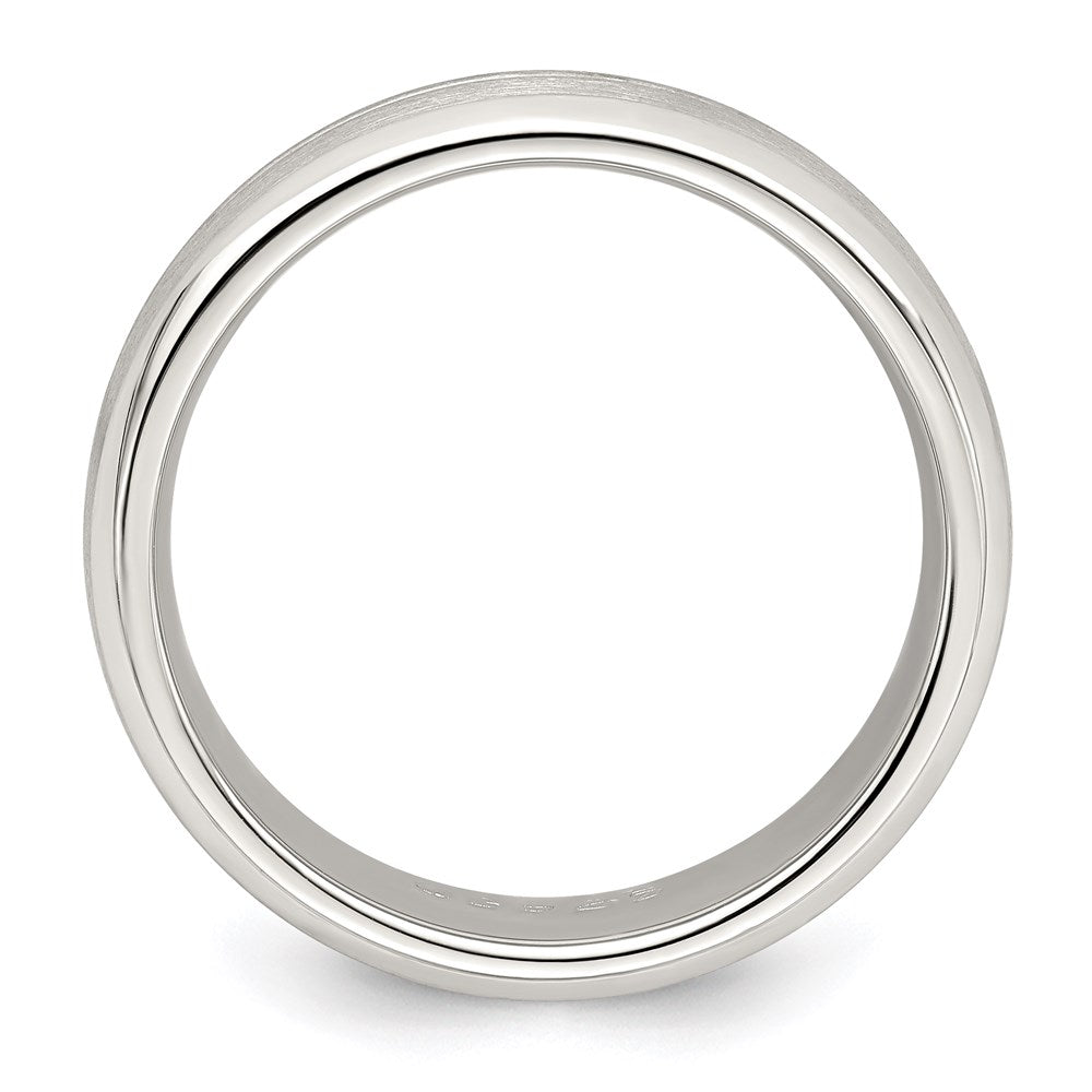 Sterling Silver Brushed Domed Grooved Fancy Band Size 11.5