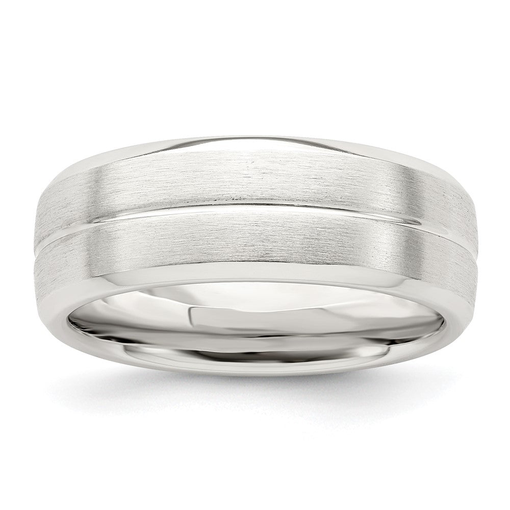Sterling Silver Brushed Domed Grooved Fancy Band Size 11.5