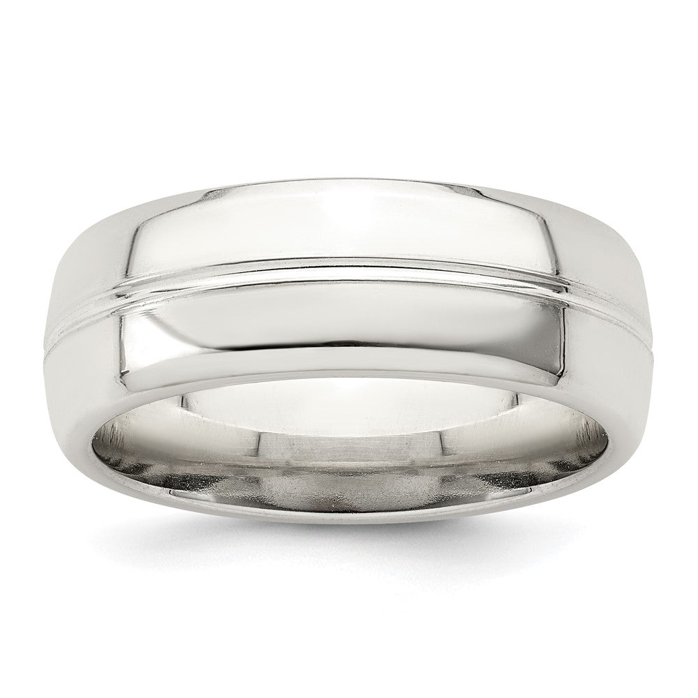 Sterling Silver Polished Domed Grooved Fancy Band Size 10