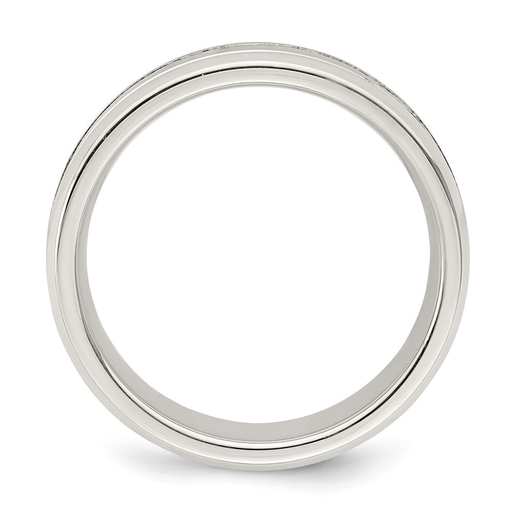 Sterling Silver Polished Flat Grooved Beveled Edge Fancy Band Size 11.5
