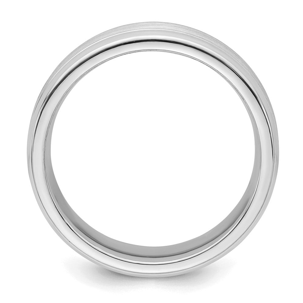 Sterling Silver Rhodium-plated Brushed Grooved Band Size 10
