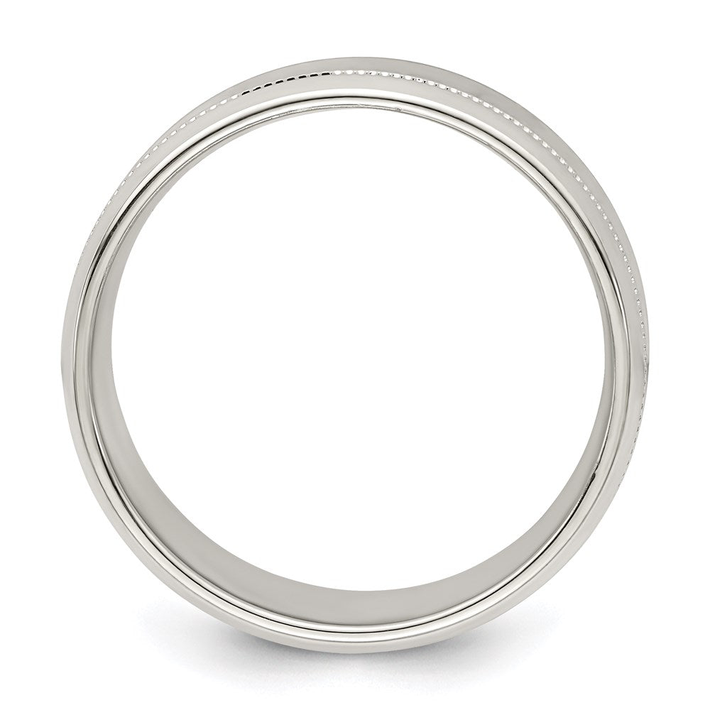 Sterling Silver Polished Flat Milgrain Beveled Edge Fancy Band Size 13.5