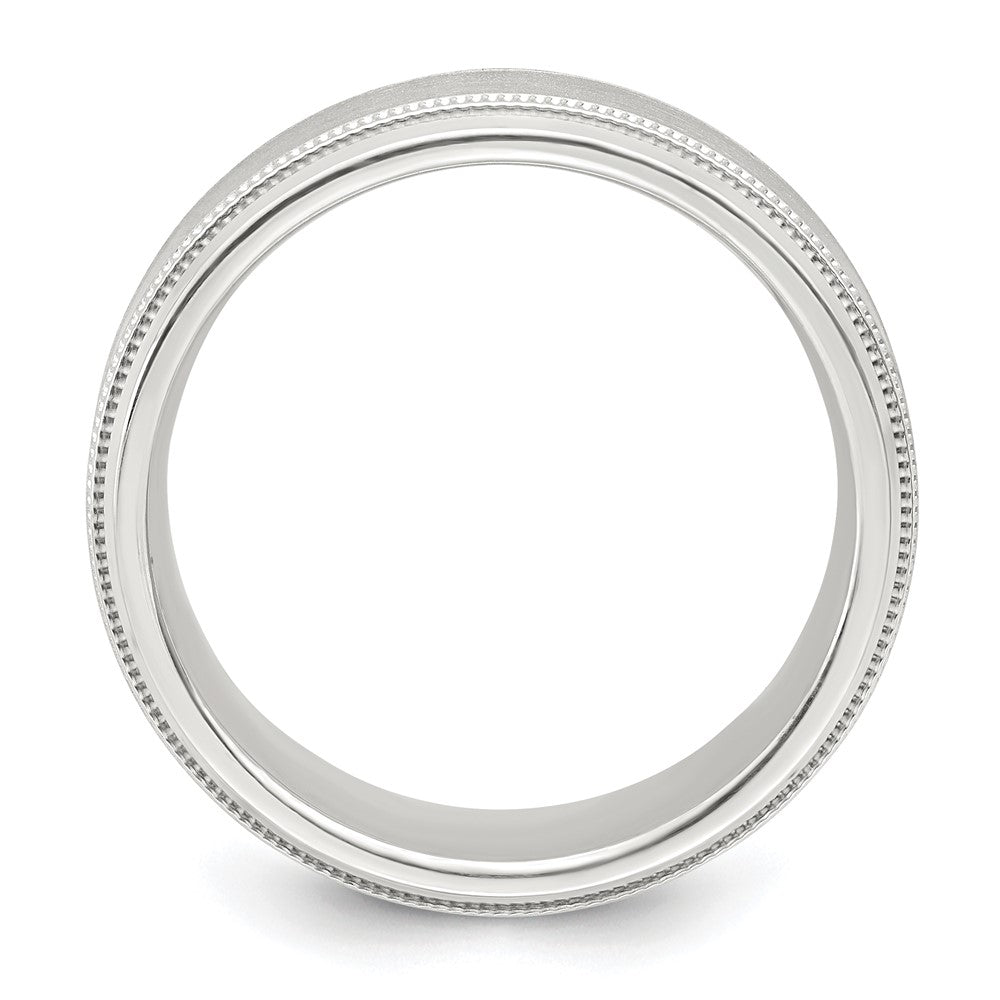 Sterling Silver Brushed Flat Milgrain Beveled Edge Fancy Band Size 13.5