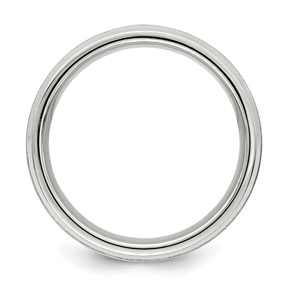 Sterling Silver Brushed Flat Grooved Fancy Band Size 10.5