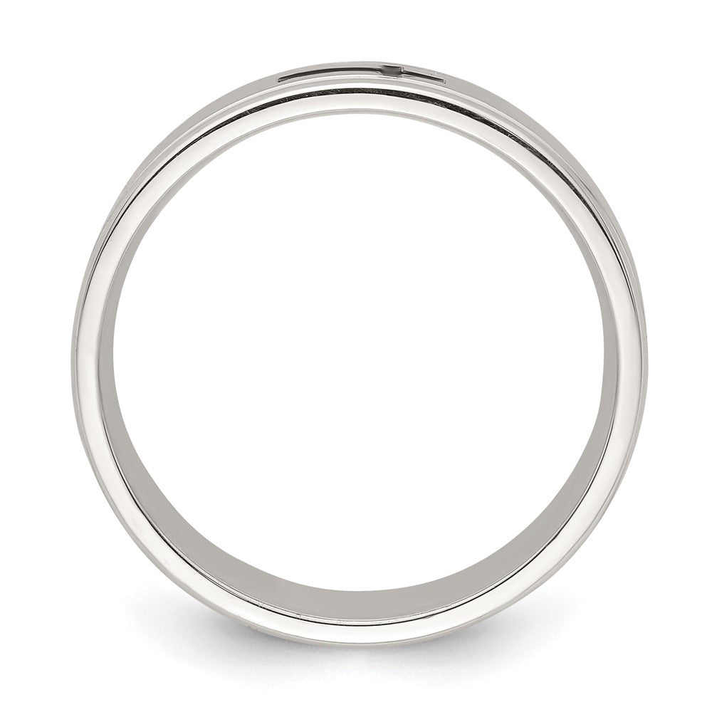 Sterling Silver Rhodium-plated Enamel Fancy Band Size 13
