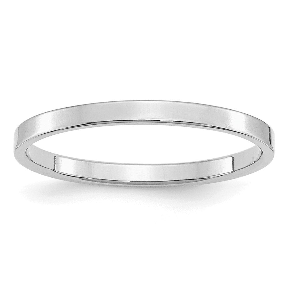 Sterling Silver Rhodium-plated Flat Size 7.5 Band