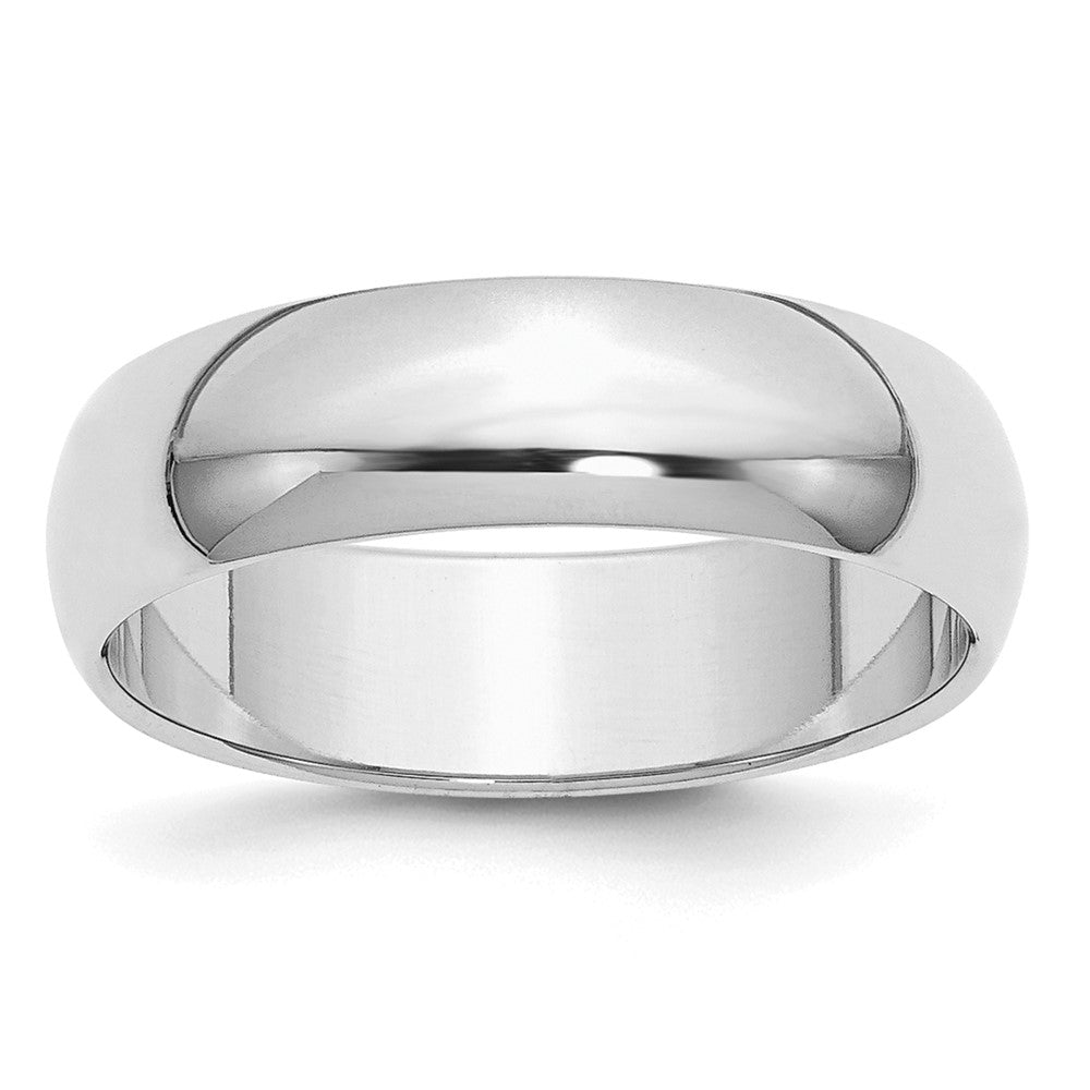 Sterling Silver Rhodium-plated Half-Round Size 8 Band