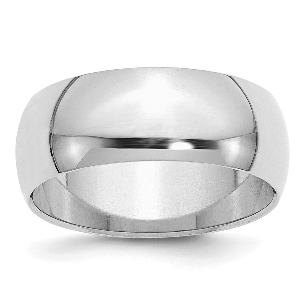 Sterling Silver Rhodium-plated Half-Round Size 8.5 Band