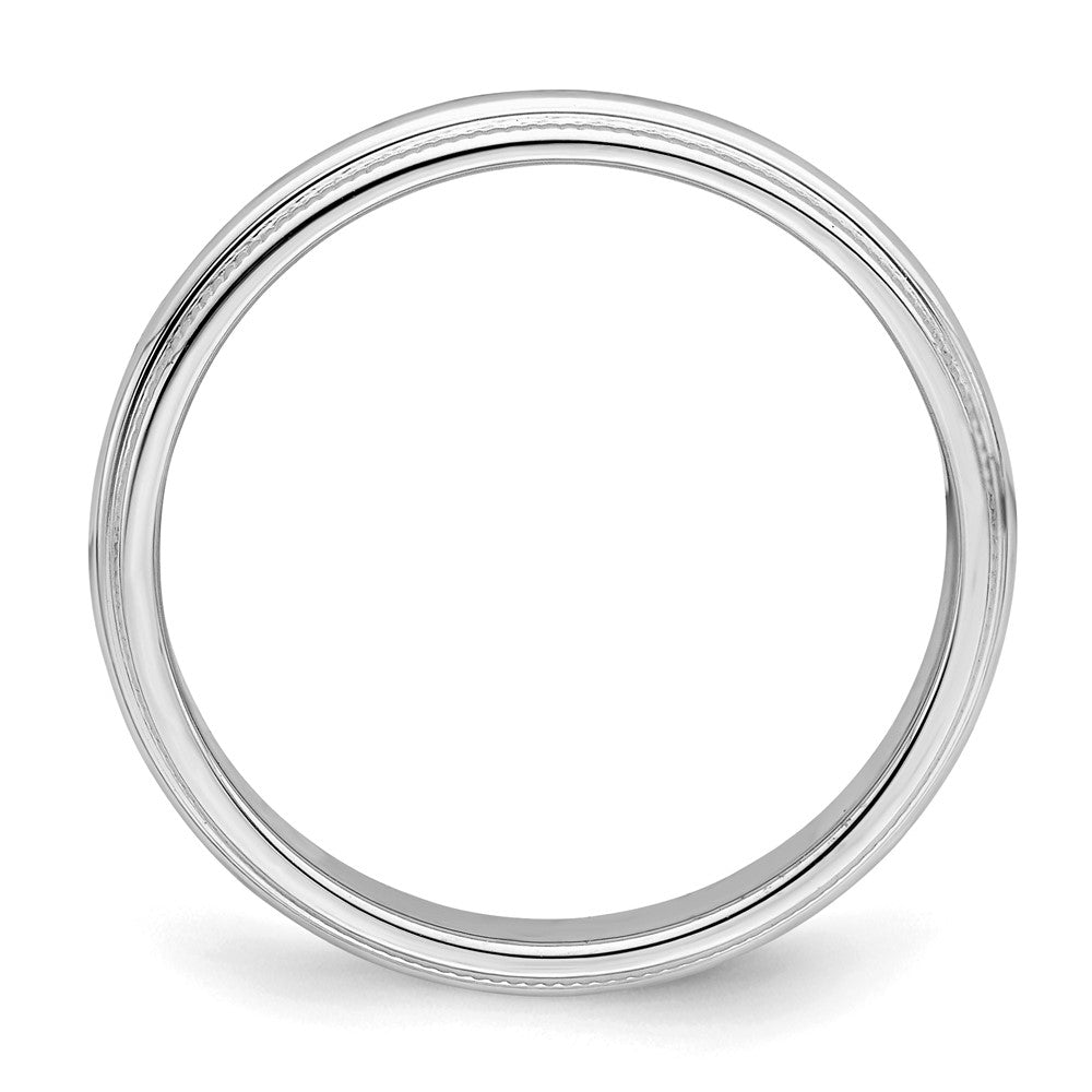 Sterling Silver Rhodium-plated Half Round Milgrain Size 4.5 Band