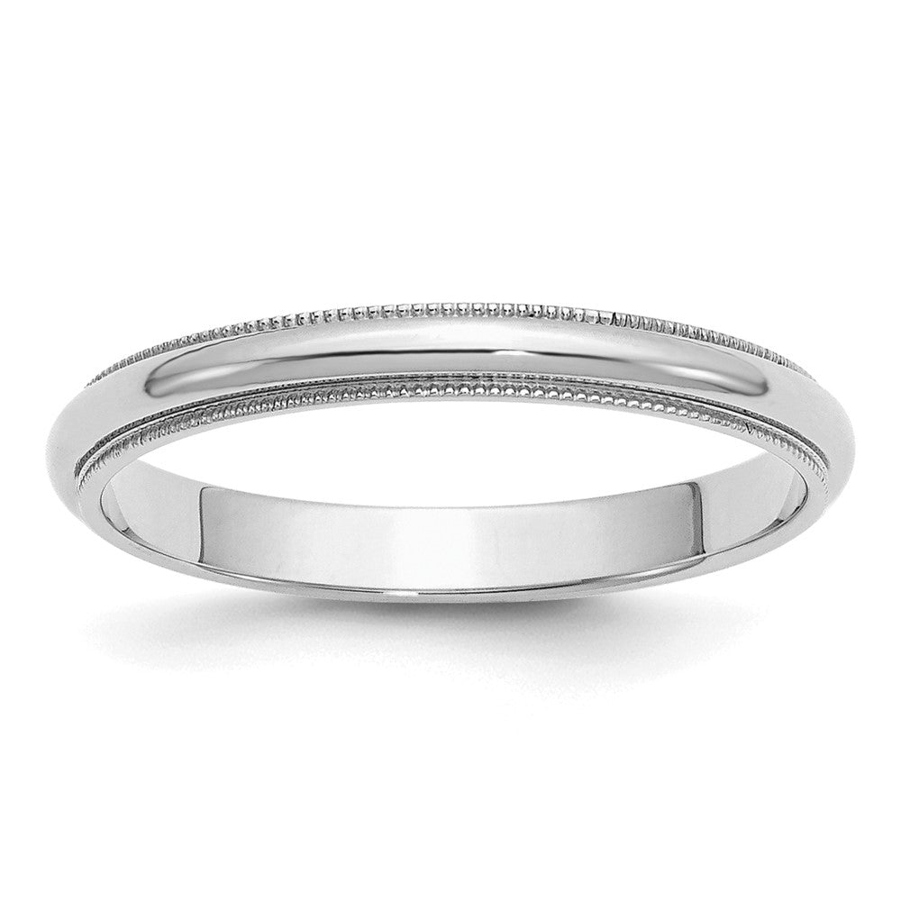 Sterling Silver Rhodium-plated Half Round Milgrain Size 7.5 Band