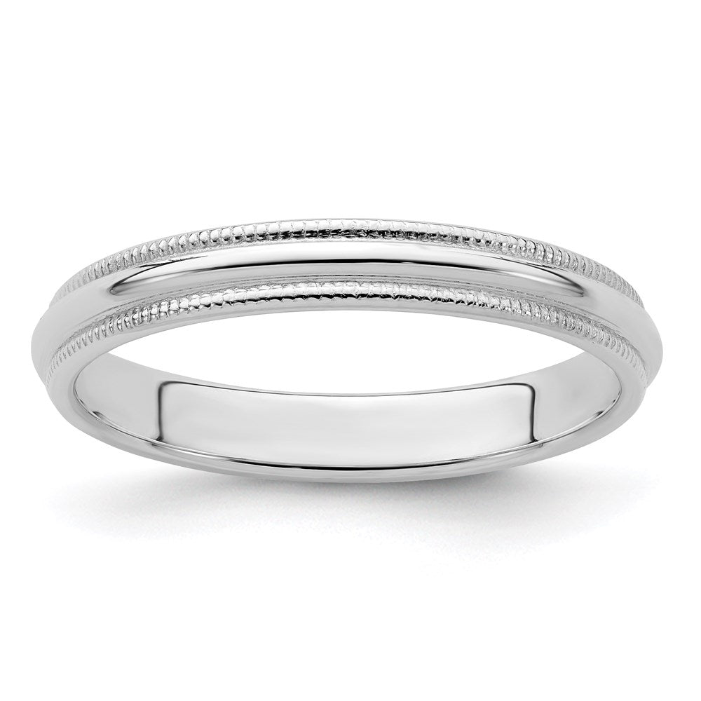 Sterling Silver Half Round Milgrain Size 8 Band