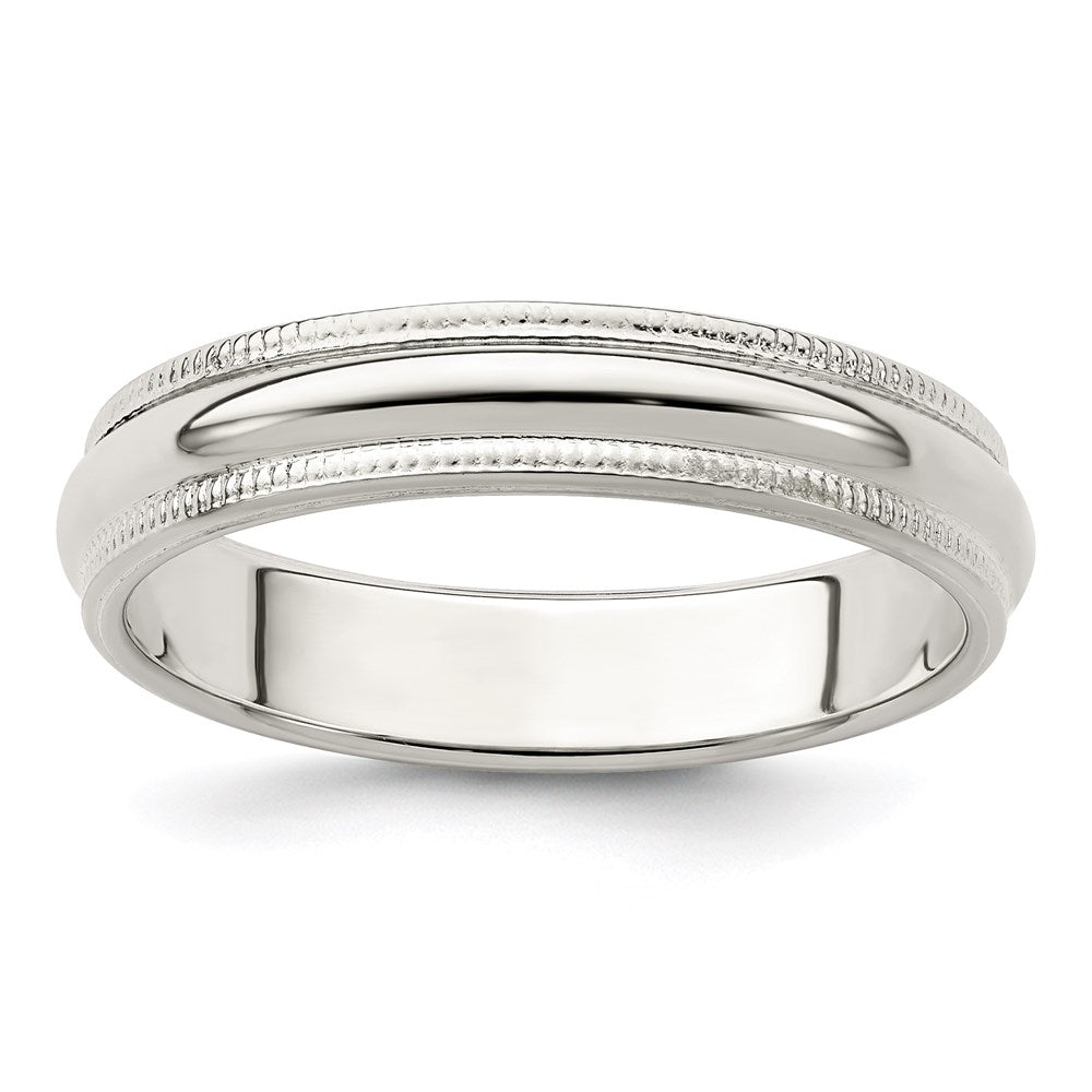 Sterling Silver Half Round Milgrain Size 5 Band