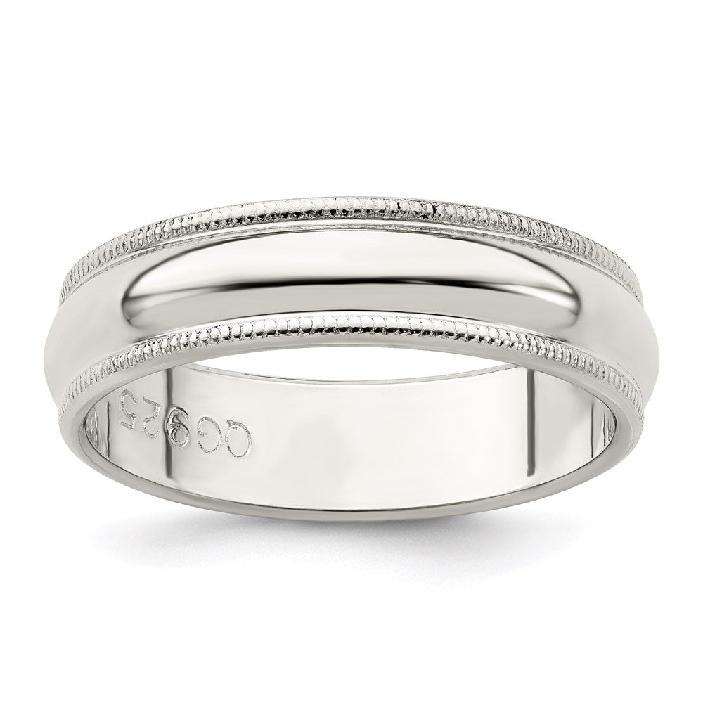 Sterling Silver Half Round Milgrain Size 5 Band