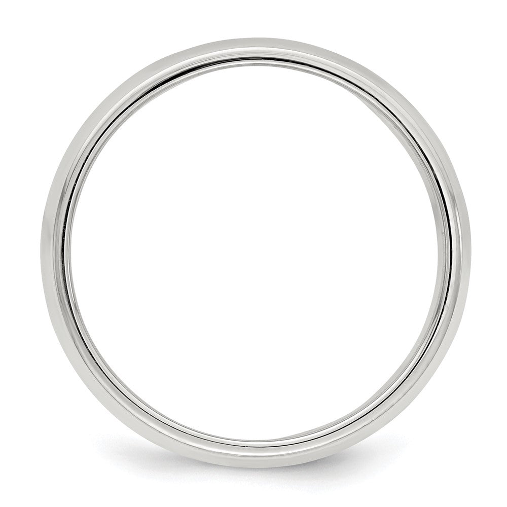 Sterling Silver Rhodium-plated Half Round Milgrain Band