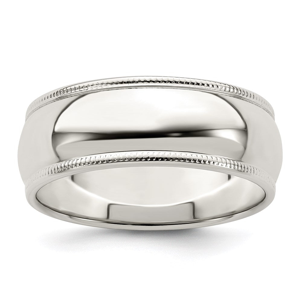 Sterling Silver Half Round Milgrain Size 4 Band