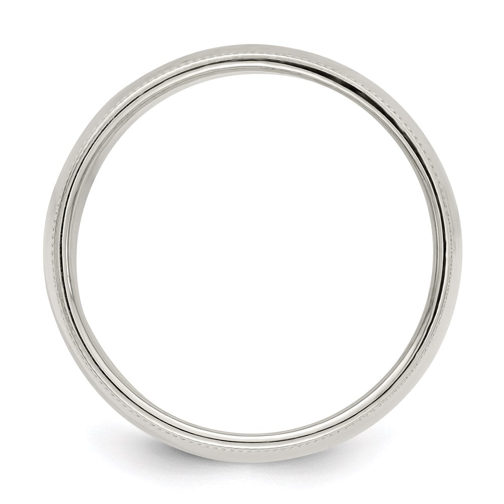 Sterling Silver Half Round Milgrain Size 4.5 Band