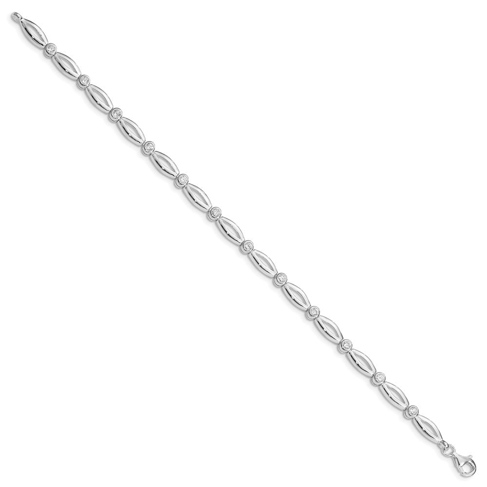 Sterling Silver Rhodium-plated Polished Fancy CZ Bracelet