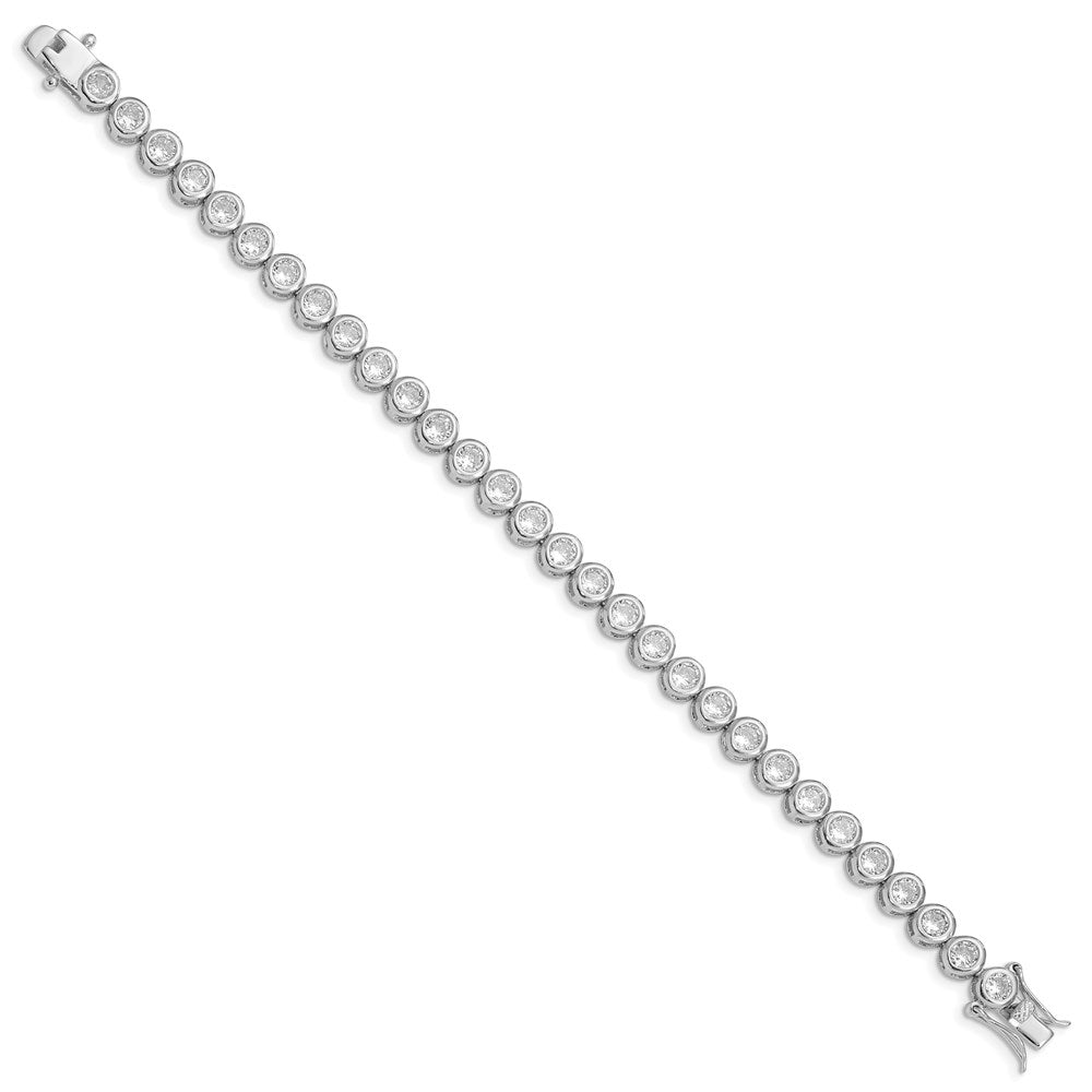 Sterling Silver Rhodium-plated Bezel CZ Tennis Bracelet