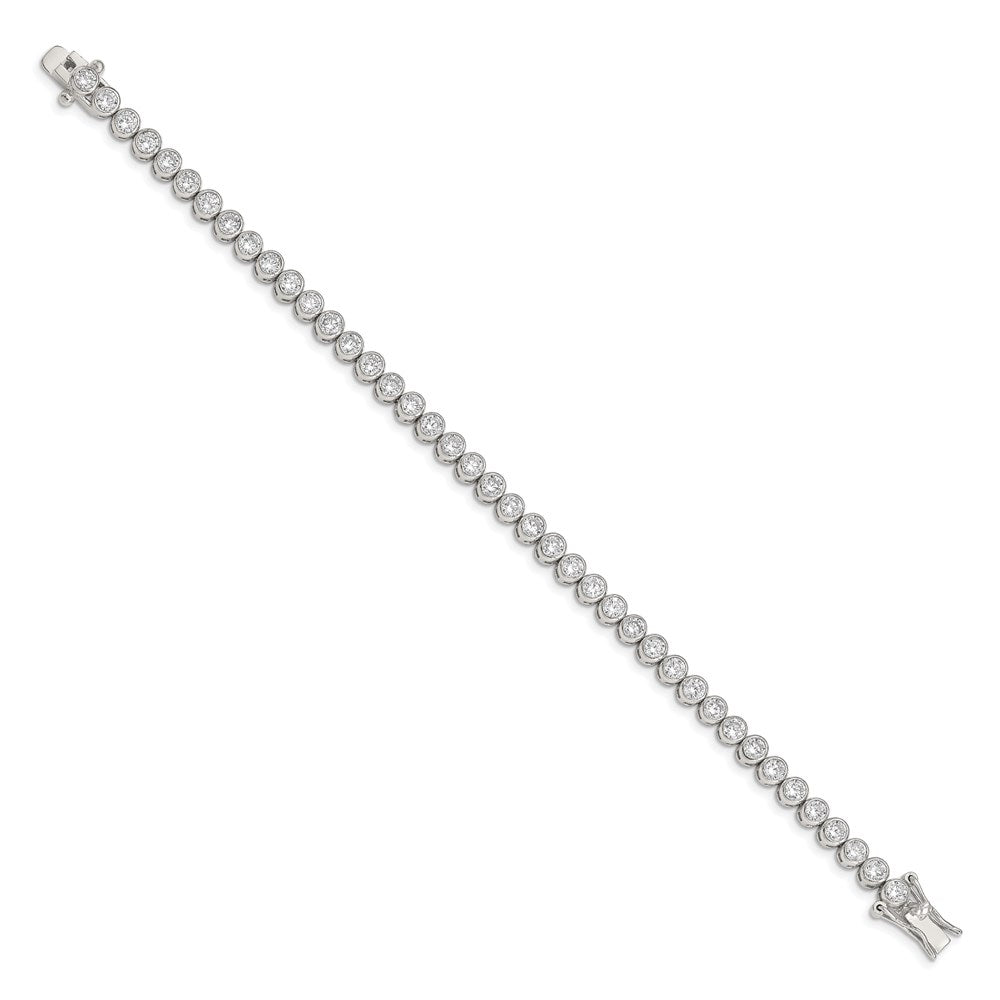 Sterling Silver Rhodium-plated Bezel CZ Tennis Bracelet