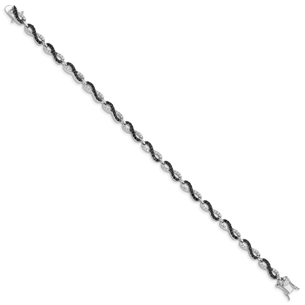 Sterling Silver Rhodium-plated Black / White CZ Infinity Bracelet
