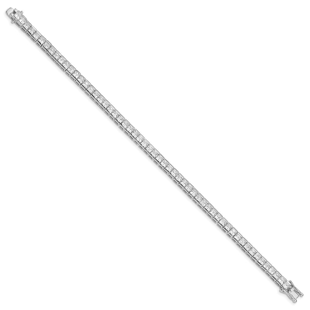Sterling Silver Rhodium-plated Polished CZ Tennis Bracelet