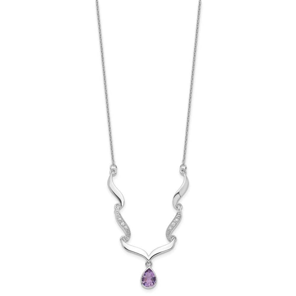 Sterling Silver Rhodium-plated w/Amethyst & White Topaz w/. ext. Necklac