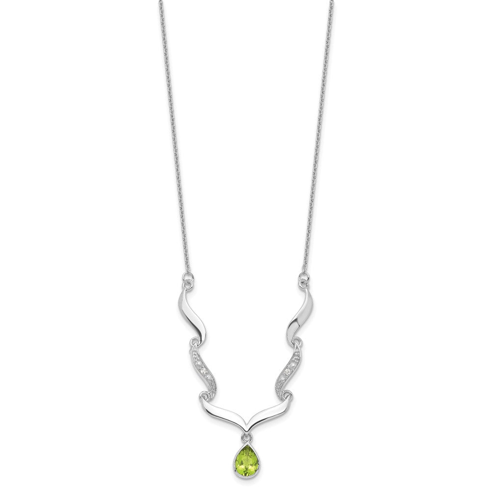 Sterling Silver RH Plated Peridot and White Topaz with . Ext Necklace