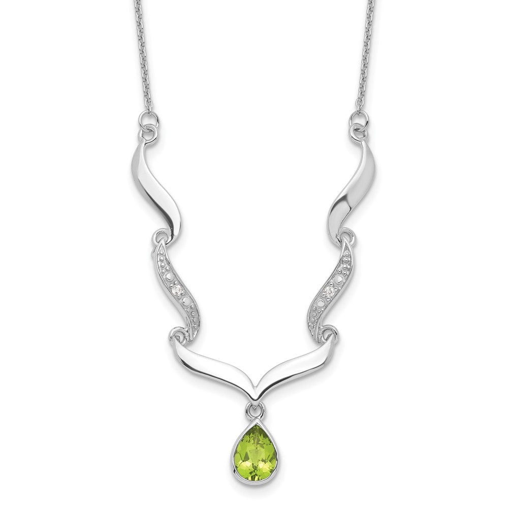 Sterling Silver RH Plated Peridot and White Topaz with . Ext Necklace