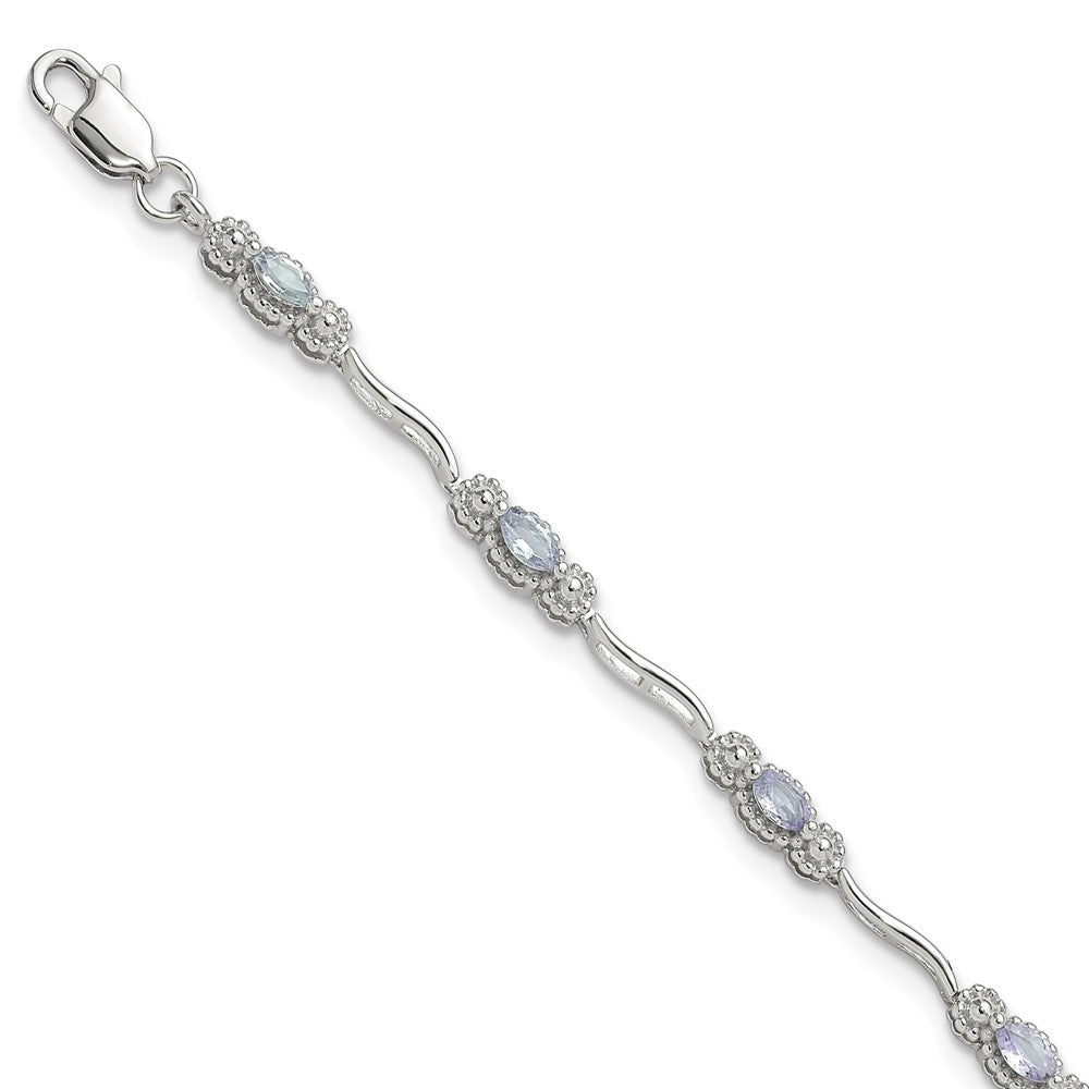 Stering Silver Rhodium-plated Polished Tanzanite Bracelet