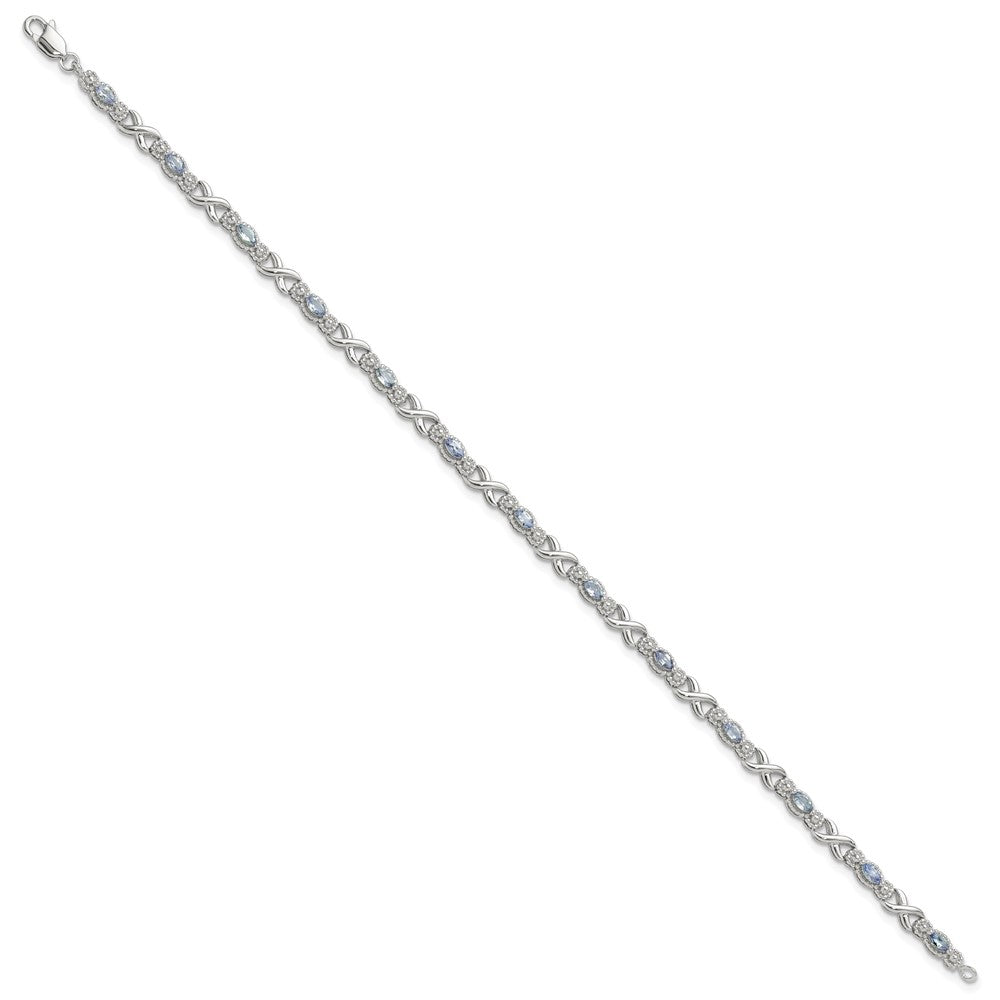 Sterling Silver Rhodium-plated Polished Tanzanite Xs Bracelet