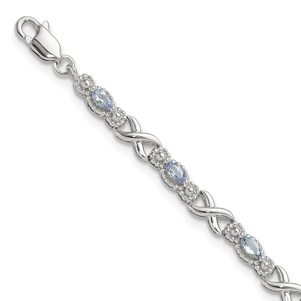 Sterling Silver Rhodium-plated Polished Tanzanite Xs Bracelet