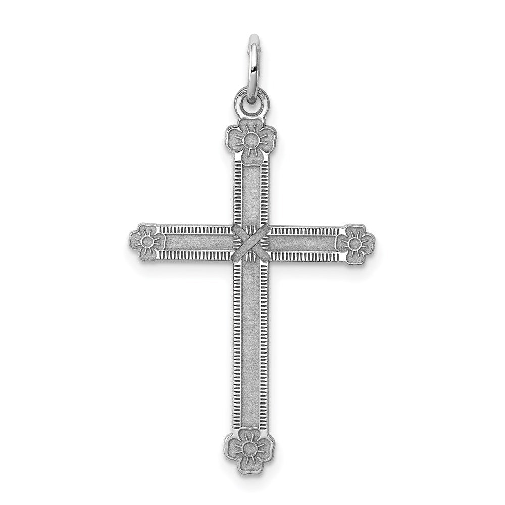 Sterling Silver Rh-plt Laser Designed CroSterling Silver Rh-plt Charm