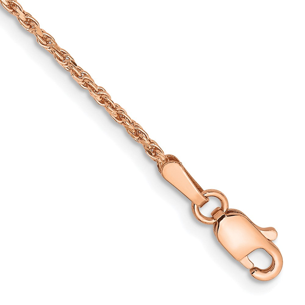 14K Rose Gold Diamond-cut Man Made Rope with Lobster Clasp Chain