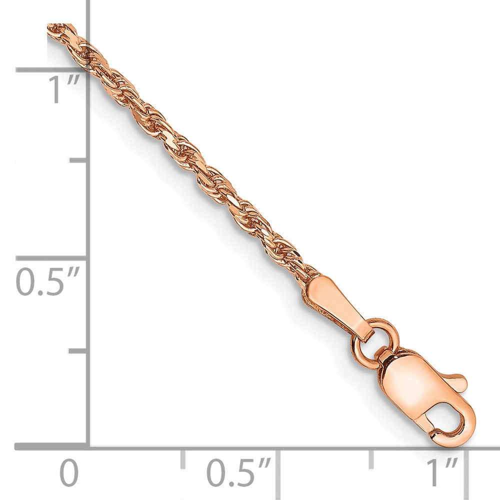 14K Rose Gold Diamond-cut Man Made Rope with Lobster Clasp Anklet