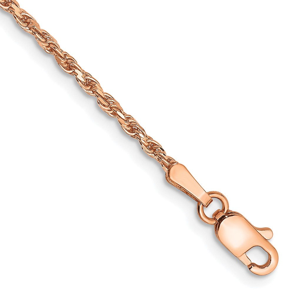 14K Rose Gold Diamond-cut Man Made Rope with Lobster Clasp Chain