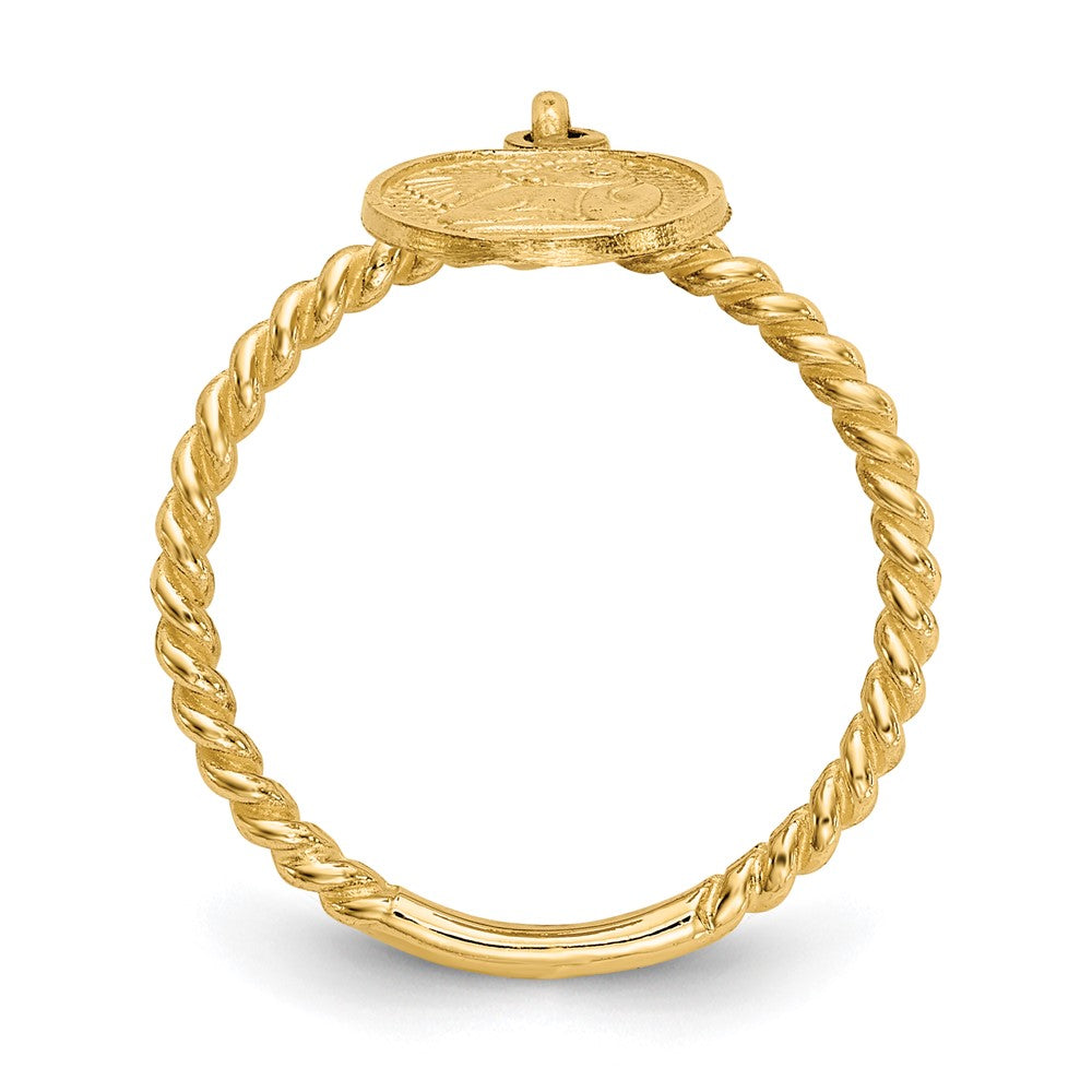 14k Polished Angel Dangle Twisted Band Size 4.75 Ring