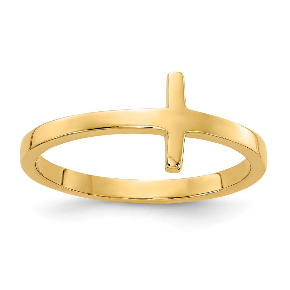 14k Sideways Cross Ring