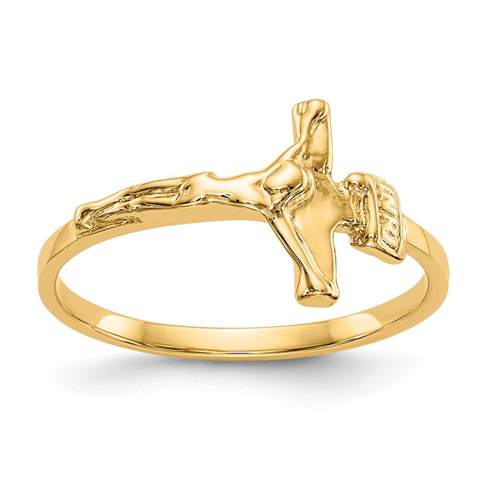14k Polished Crucifix Size 4.25 Ring