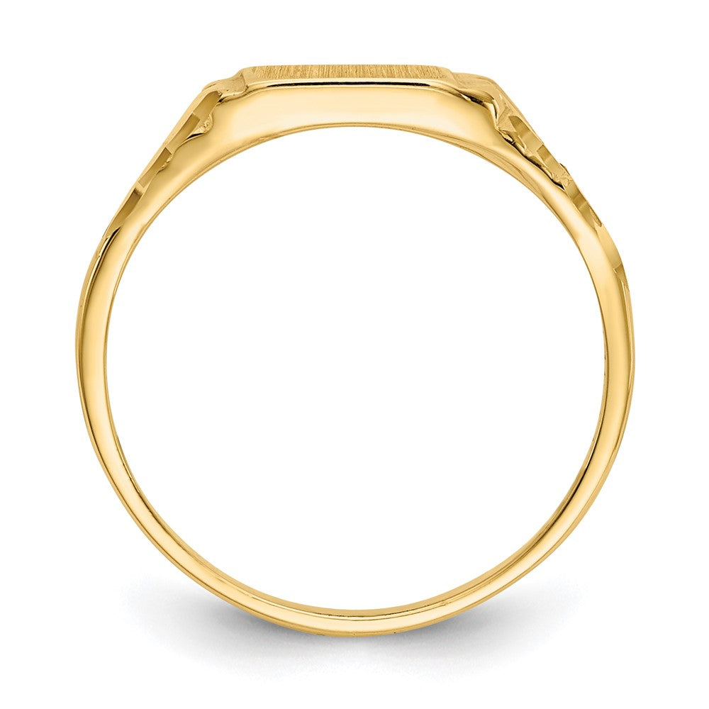14k Diamond-Cut 6.0x Closed Back Size 3.5 Childs Rectangular Signet Ring