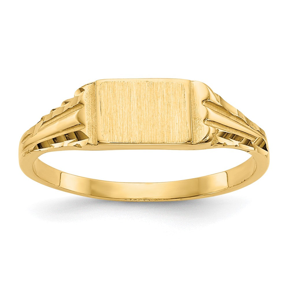 14k Diamond-Cut 6.0x Closed Back Size 3.5 Childs Rectangular Signet Ring