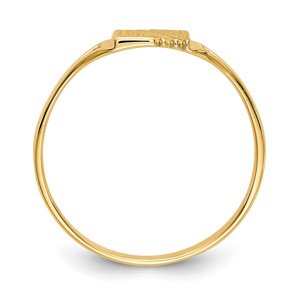 14k Polished and Satin 5.5x Open Back Size 3 Striped Rectangular Signet Ring