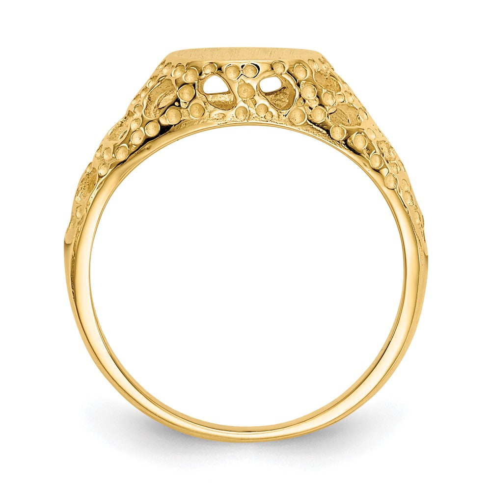 14k 7.5x Open Back Size 4 Round Filigree Signet Ring