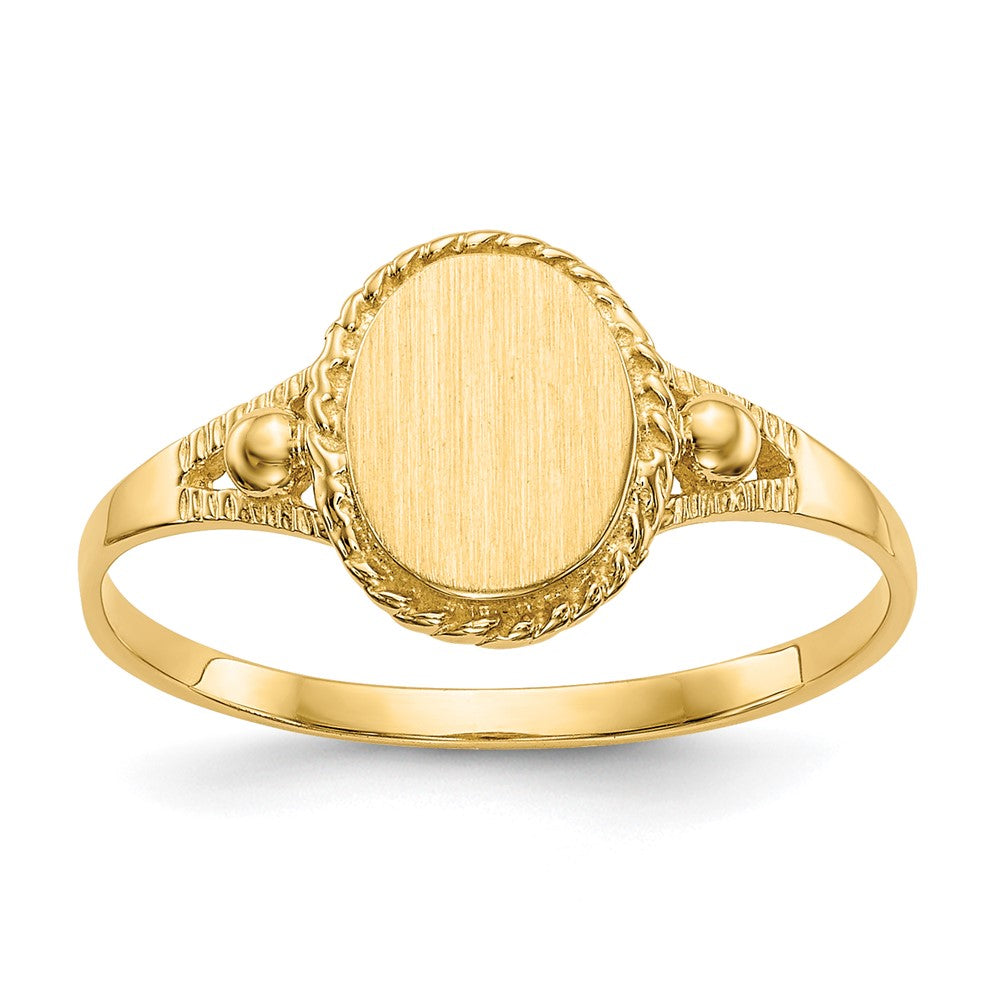 14k 6.0x Closed Back Size 6 Childs Fancy Oval Signet Ring