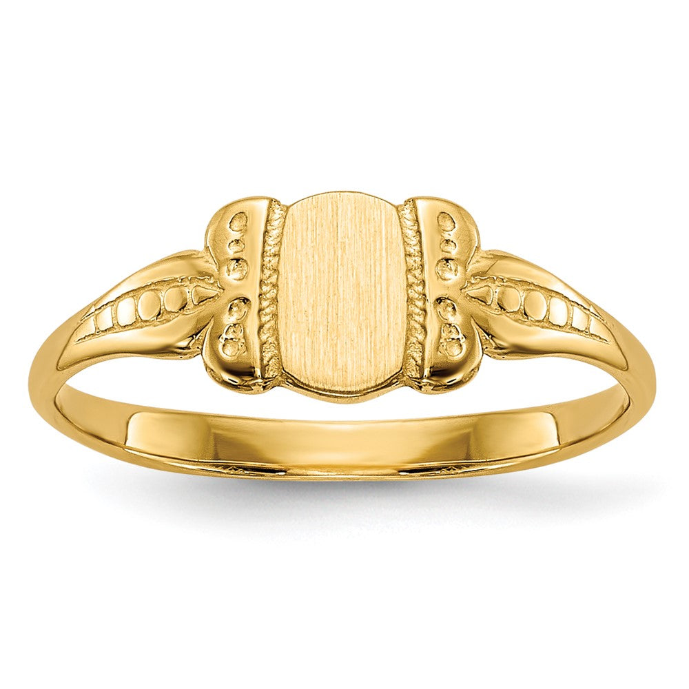 14k 3.5x Closed Back Size 3 Fancy Oval Signet Ring