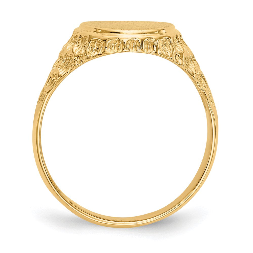 14k 10.5x Oval Open Back Mens Nugget Signet Ring