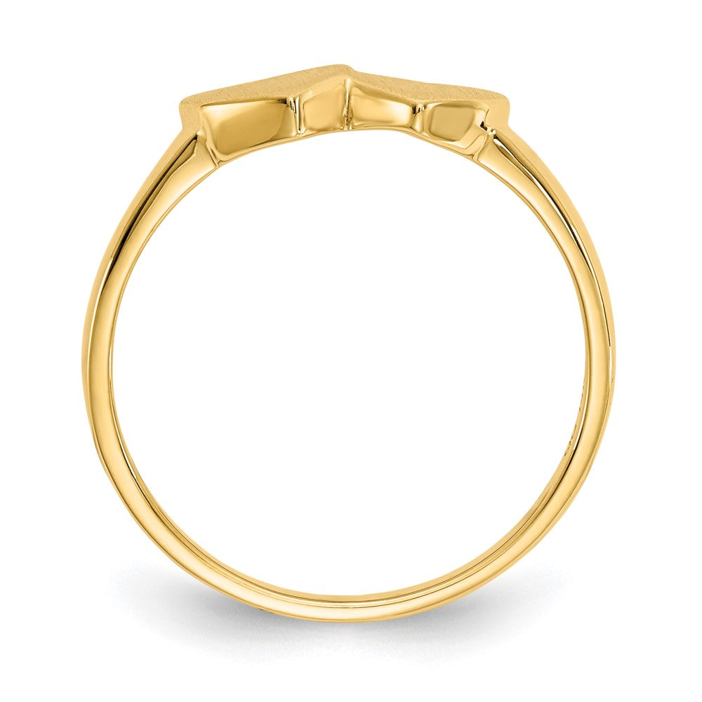 14k 5.5x Open Back Double Heart Signet Ring