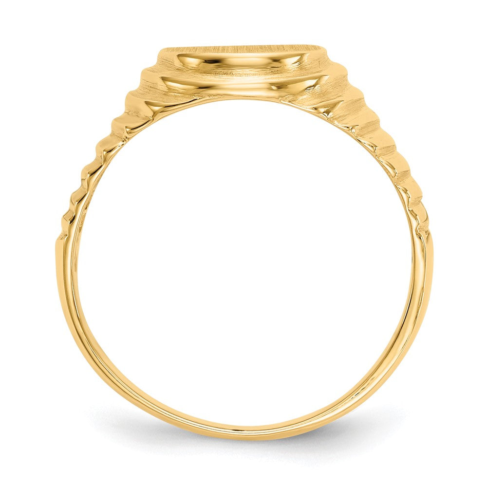 14k 10.5x Oval Open Back Mens Signet Ring