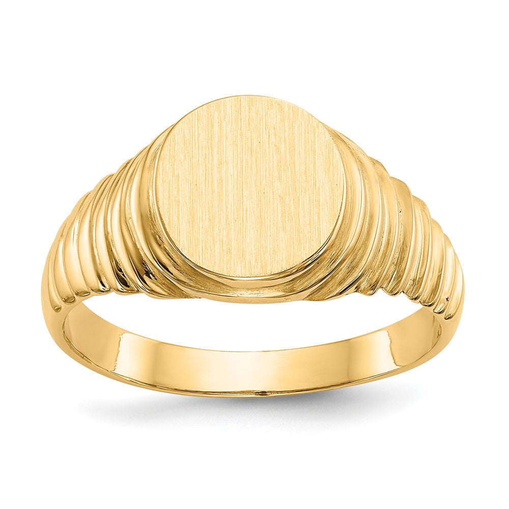 14k 10.5x Oval Open Back Mens Signet Ring