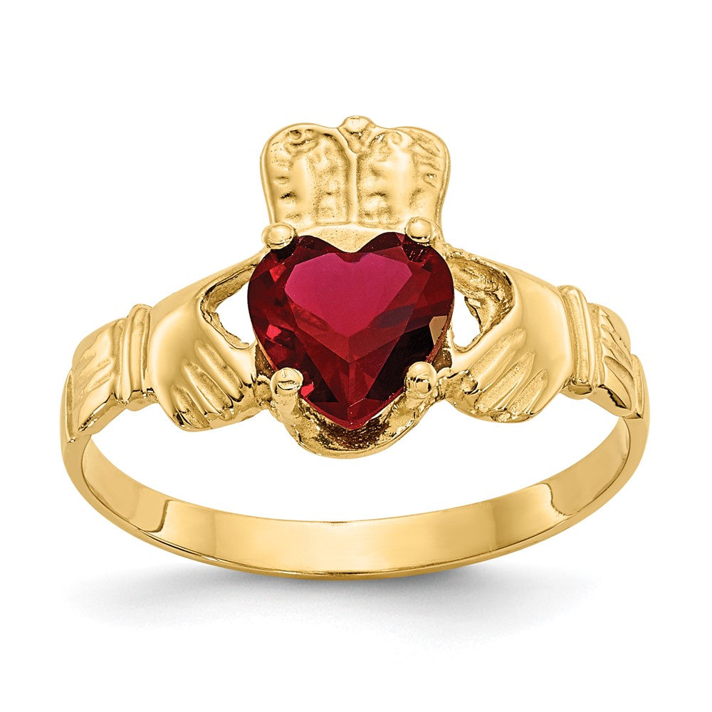 14k January CZ Birthstone Claddagh Ring