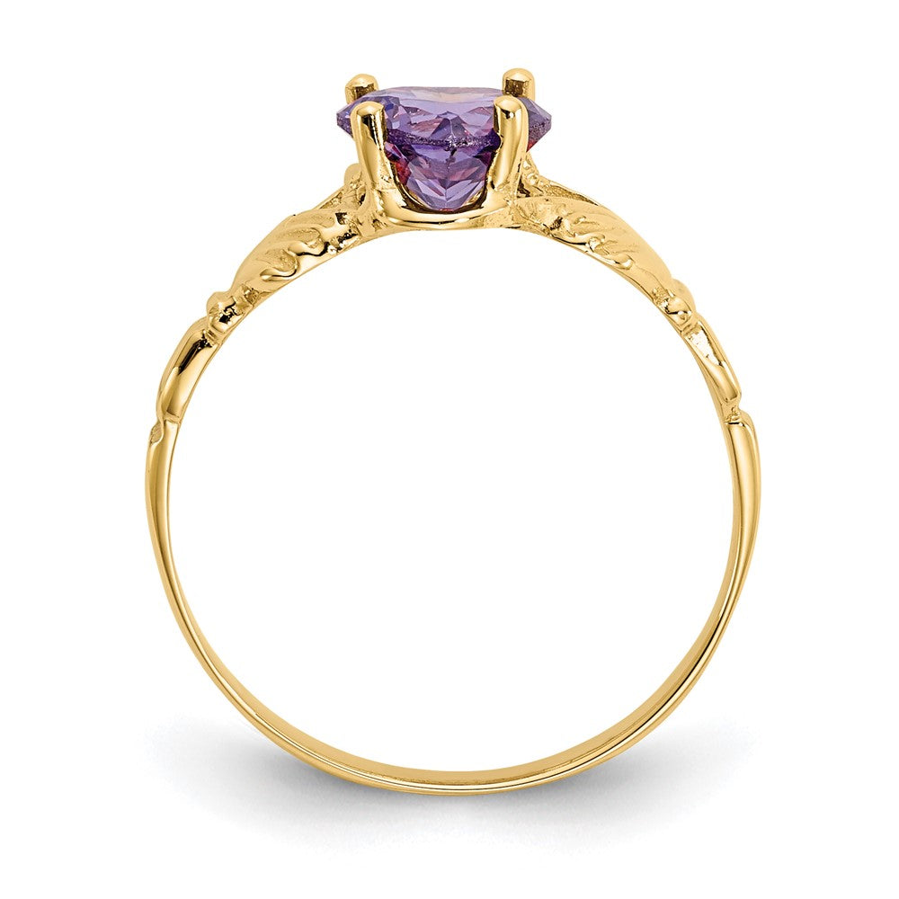 14k February CZ Birthstone Claddagh Ring